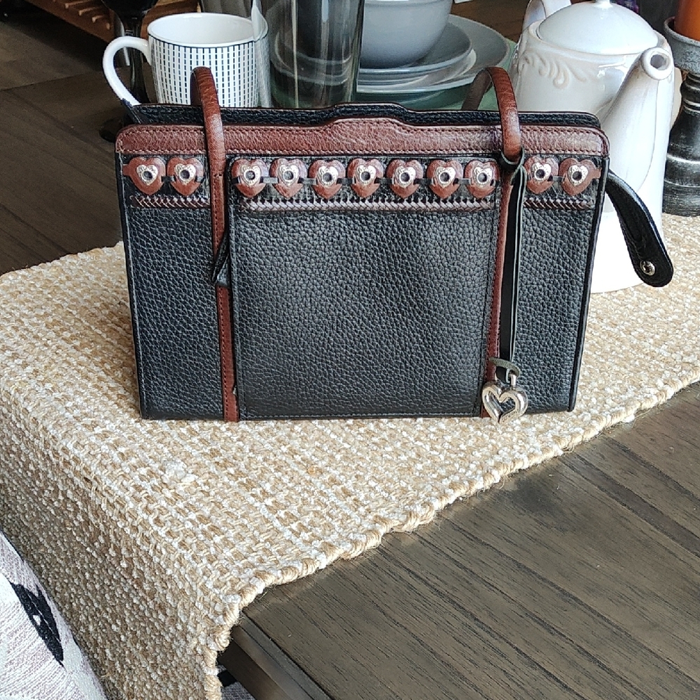 Brighton Vintage Leather Stylish Black and Brown Women's Bag